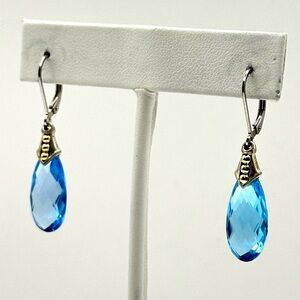 Lagos Two Tone Prism Blue Topaz Teardrop Earrings